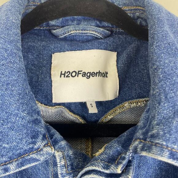H2OFagerholt Denim Jacket with Synched waist patch elbows size Small - Picture 7 of 8